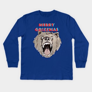 Merry Grizzmas Kids Long Sleeve T-Shirt